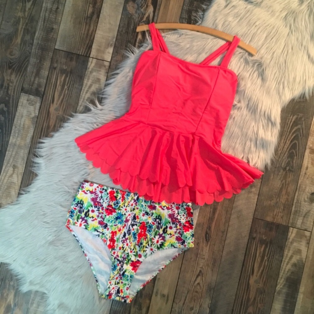 Pink/Coral Peplum Tankini New With Tags!!!!